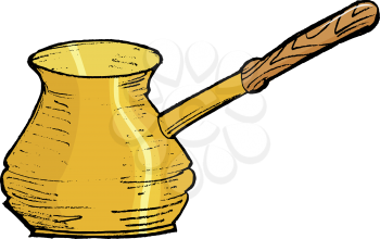 Hand drawn, vector, sketch illustration of coffee pot