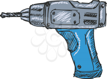 sketch, doodle, hand drawn illustration of drill