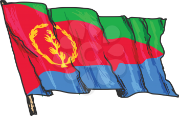 hand drawn, sketch, illustration of flag of Eritrea