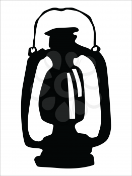black silhouette gas lamp, vintage motive