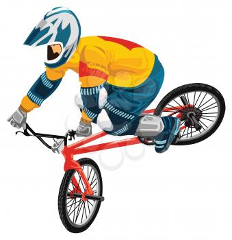 Vector young bicycle rider on a white background