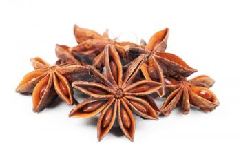 Some fresh anise-star, nature spice isolated on white background
