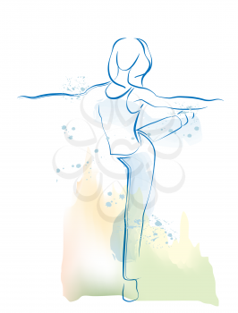 outline illustration of dancing girl