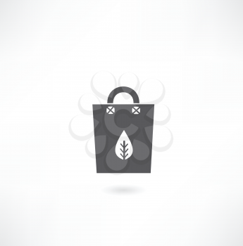 paper bag with a leaf of the tree icon