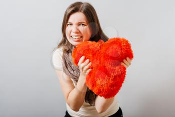 Love and valentines day woman holding heart 