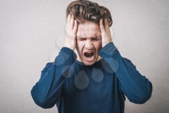 man yelling and took his head