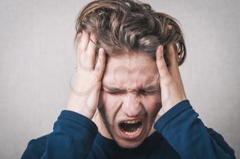 man yelling and took his head