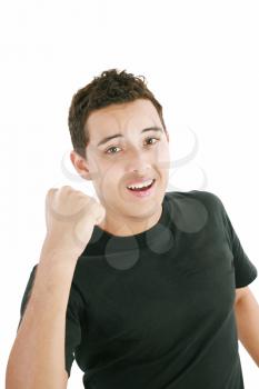 Portrait of an emotional young man. Isolated over white background. 
