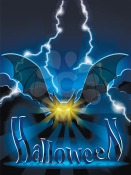 Royalty Free Clipart Image of a Halloween Background With a Bat