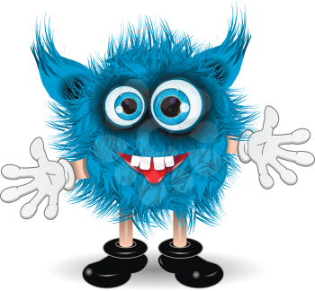 illustration fairy shaggy blue monster with blue eyes