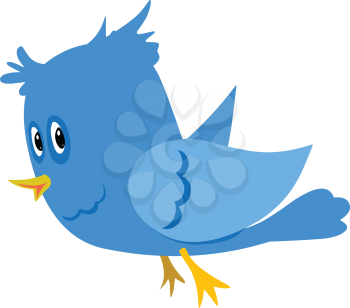 Stock Illustration Blue Cartoon Bird on a White Background