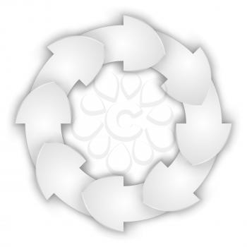 White curled paper arrows cycle vector design element.