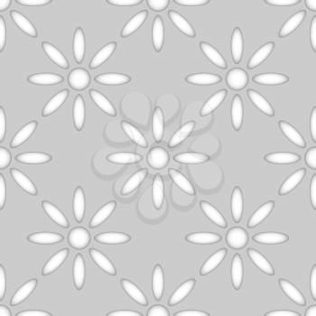 Seamless abstract flower shapes paper cut vector pattern.