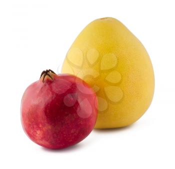 Royalty Free Photo of a Ripe Pomegranate and a Pomelo Fruits
