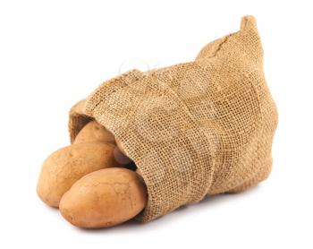 Royalty Free Photo of a Sack of Fresh Raw Potatoes