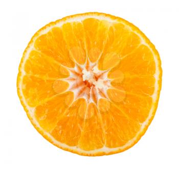 Half of ripe tangerine isolated on white background