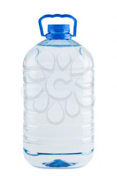 Big plastic bottle of fresh water isolated on white background