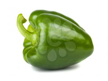 Single green pepper isolated on white background