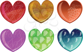 Royalty Free Clipart Image of Fruity Heart Icons