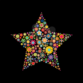 Royalty Free Clipart Image of a Floral Star