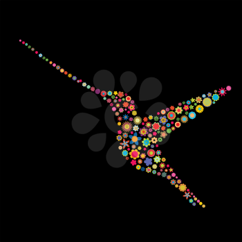 Royalty Free Clipart Image of a Floral Hummingbird