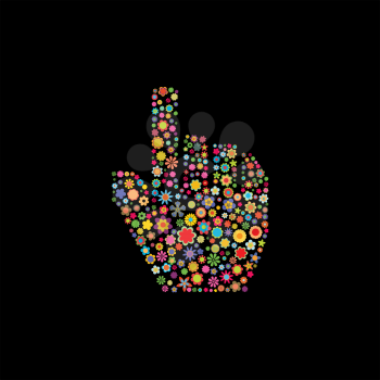 Royalty Free Clipart Image of a Floral Hand Cursor