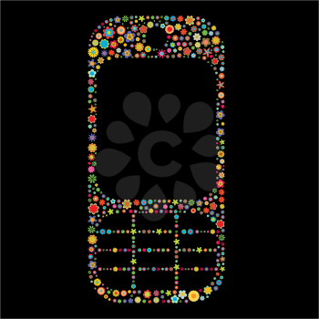 Royalty Free Clipart Image of a Floral Cellphone