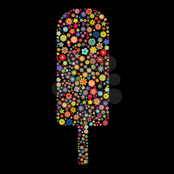 Royalty Free Clipart Image of a Popsicle Made of Flowers