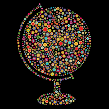 Royalty Free Clipart Image of a Globe Made of Flowers