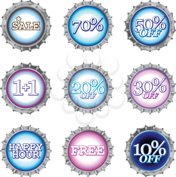 Royalty Free Clipart Image of Bottle Caps