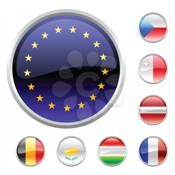 Royalty Free Clipart Image of Round Flag Buttons