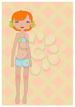 Royalty Free Clipart Image of a Girl in a Swimsuit