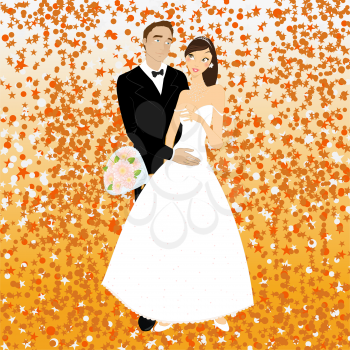 Royalty Free Clipart Image of a Couple Getting Married