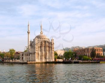 Royalty Free Photo of a Mosque on the Pier in Istanbul, Turkey