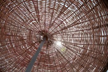 View inside the beach umbrella with abstract pattern
