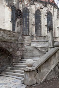Stairs near the catholic cathedral in Bratislava, Slovakia
