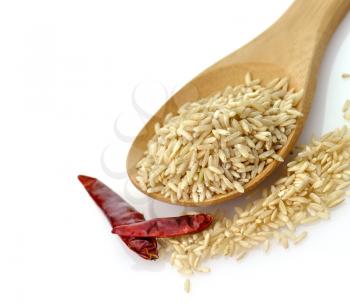 Royalty Free Photo of a Spoonful of Brown Rice