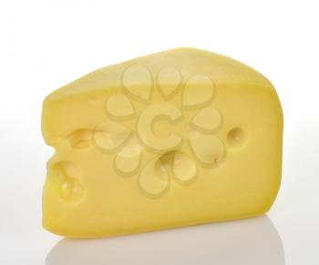 a piece of Swiss Cheese on a white background