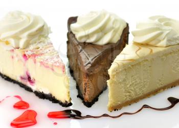 slices of cheesecake , close up