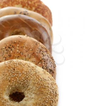 Assortment Of Bagels On White Background