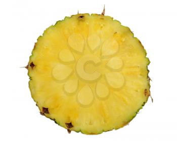 pineapple slice, close up  on white background