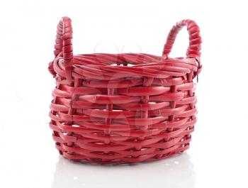 a red basket on white background