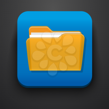 Open folder symbol icon on blue. Vector