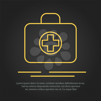 medical bag icons set on color rings. vector illustration