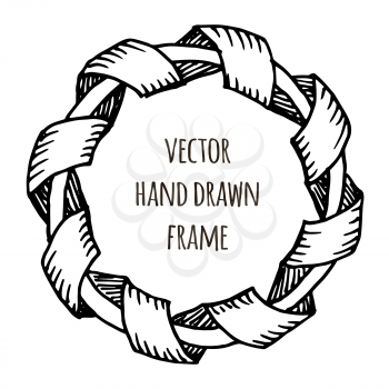 Hand drawn wreath made in vector. Leaves garlands. Romantic floral design elements for flyer and broshure design