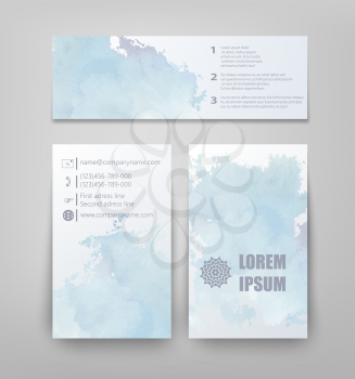 abstract watercolor style brochure design in blue. Vector flyer