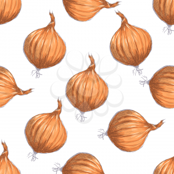 Hand drawn seamless pattern of onions. vector
