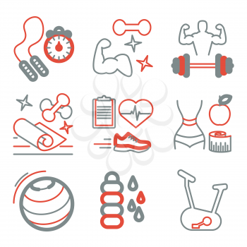 Fitness line art icons for your design. Vector illusration