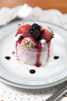 Strawberry fruit cake dessert 