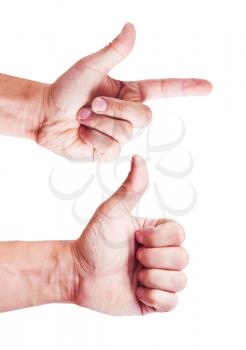 Hand gestures isolated on white background 